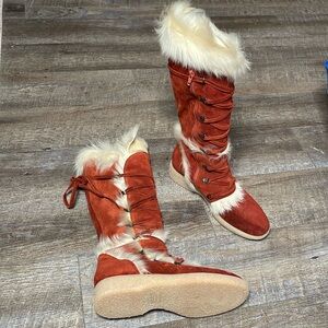 NWOT Coach Andi suede fur vintage boots